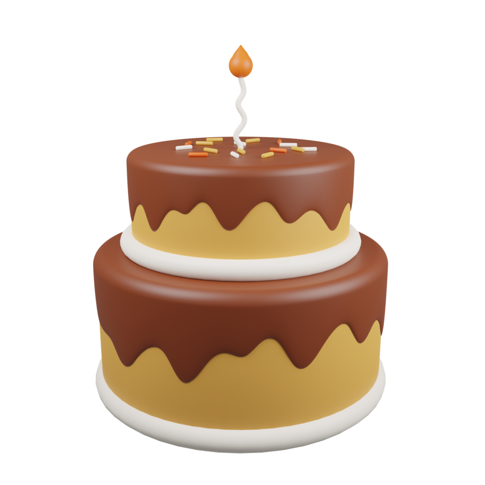 Chocolate Birthday Cake 3D Illustration png