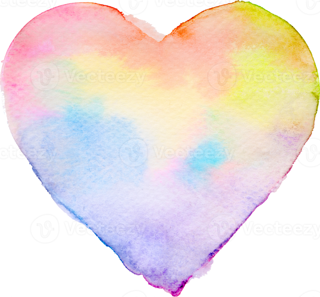 Heart shape Watercolor brush paint for love wedding or valentines day png