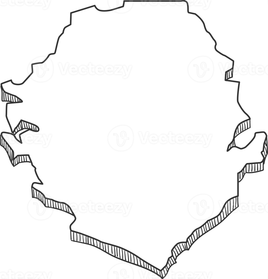 Hand Drawn of Sierra Leone 3D Map png