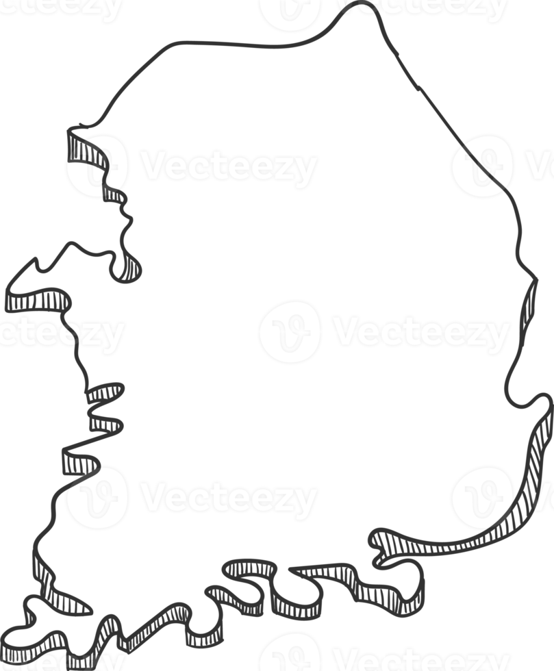 Hand Drawn of South Korea 3D Map png