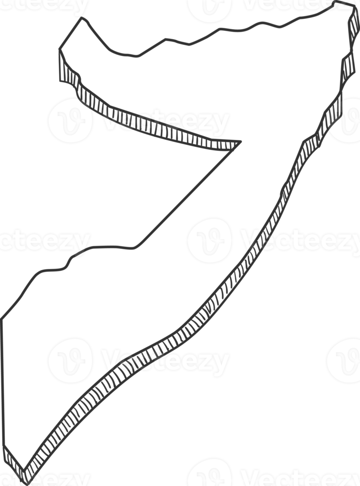 Hand Drawn of Somalia 3D Map png