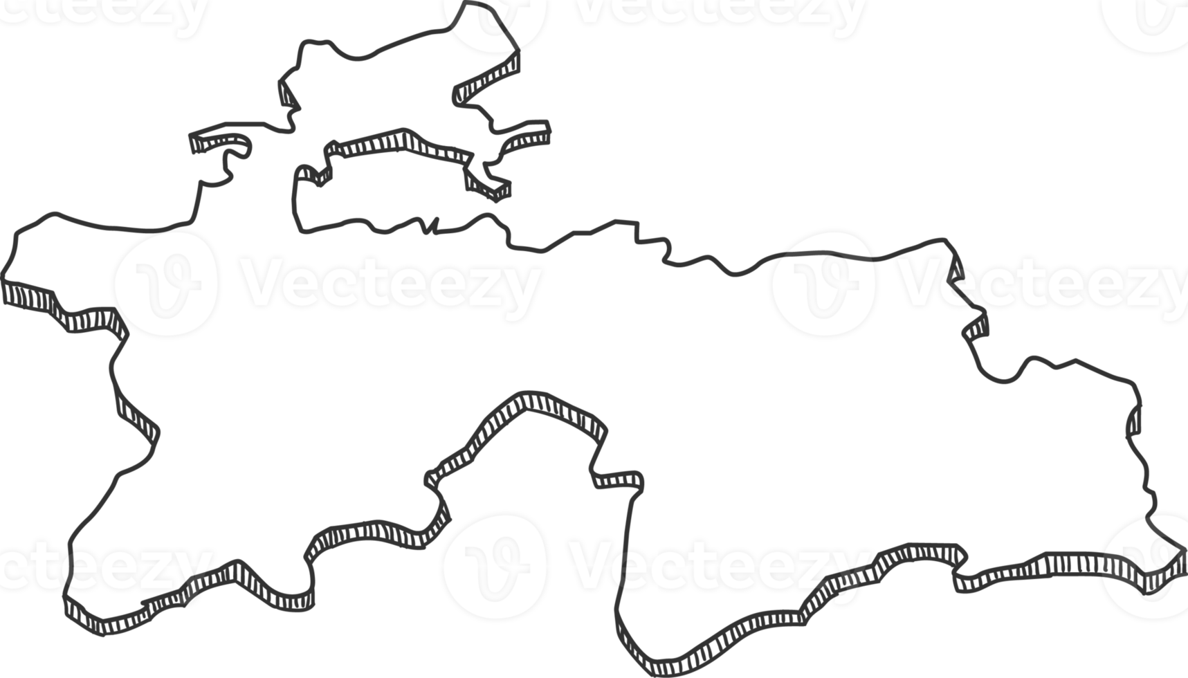 Hand Drawn of Tajikistan 3D Map png