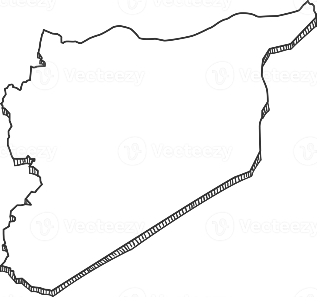 Hand Drawn of Syria 3D Map png
