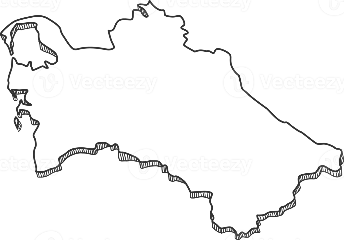 Hand Drawn of Turkmenistan 3D Map png