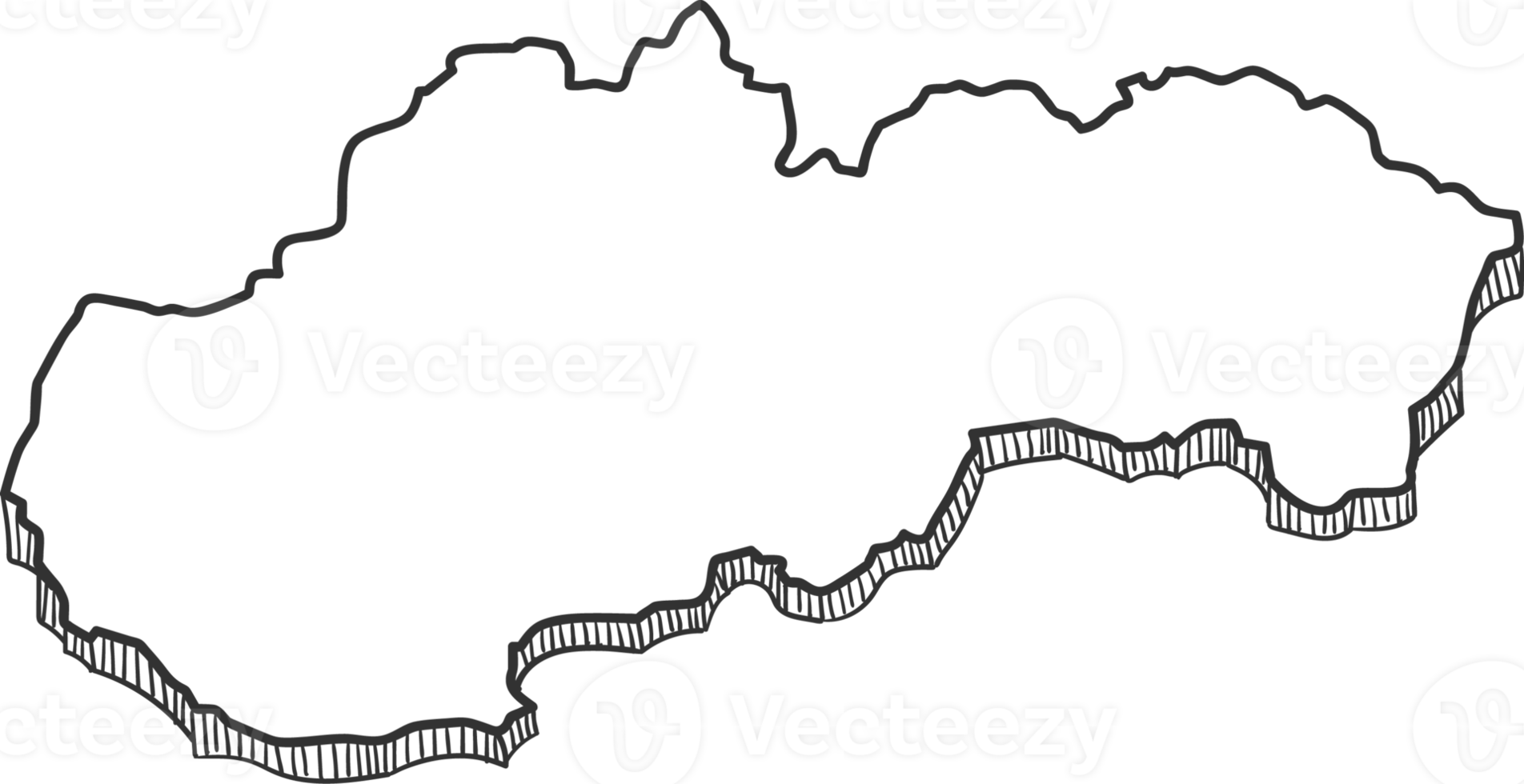 Hand Drawn of Slovakia 3D Map png