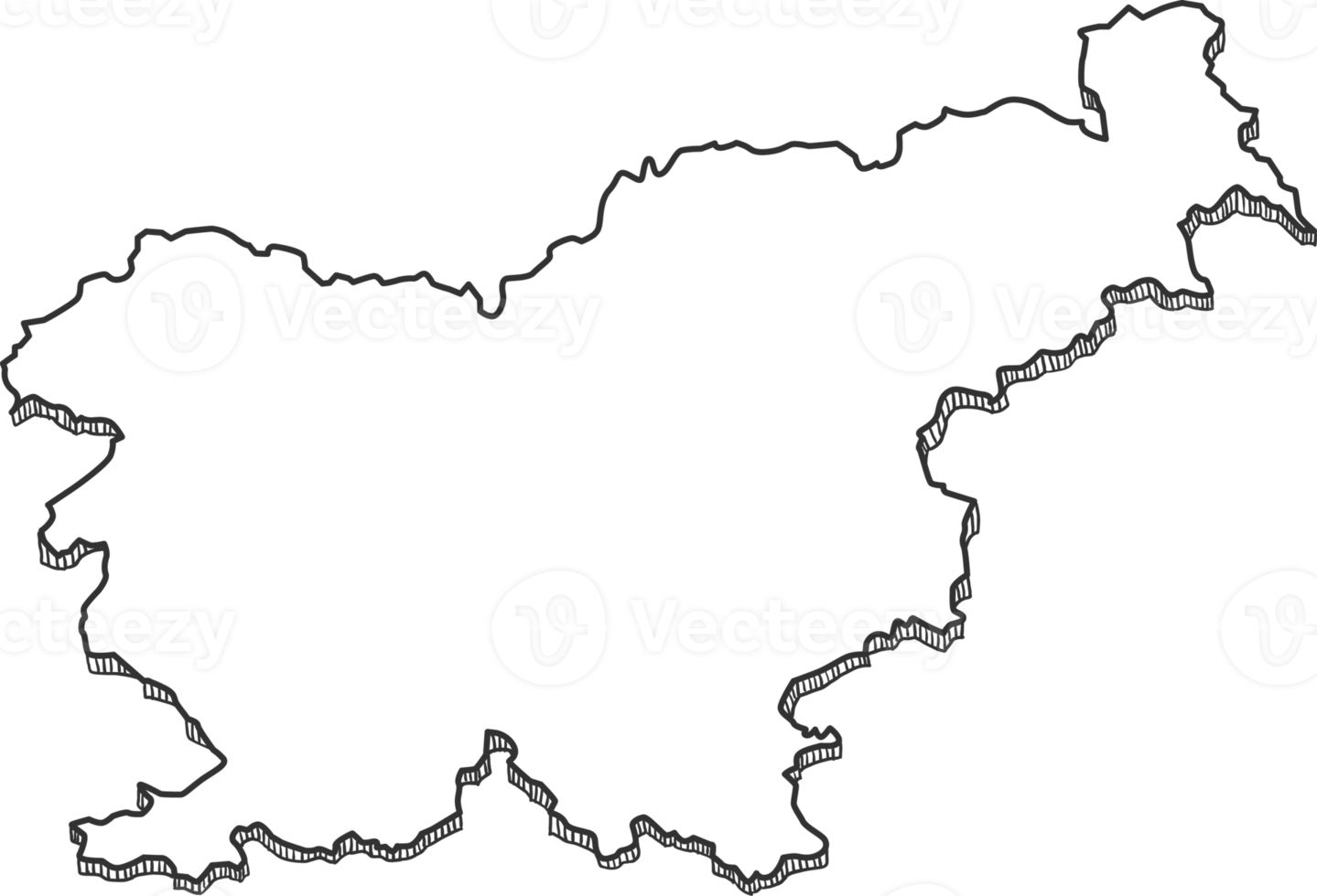 Hand Drawn of Slovenia 3D Map png