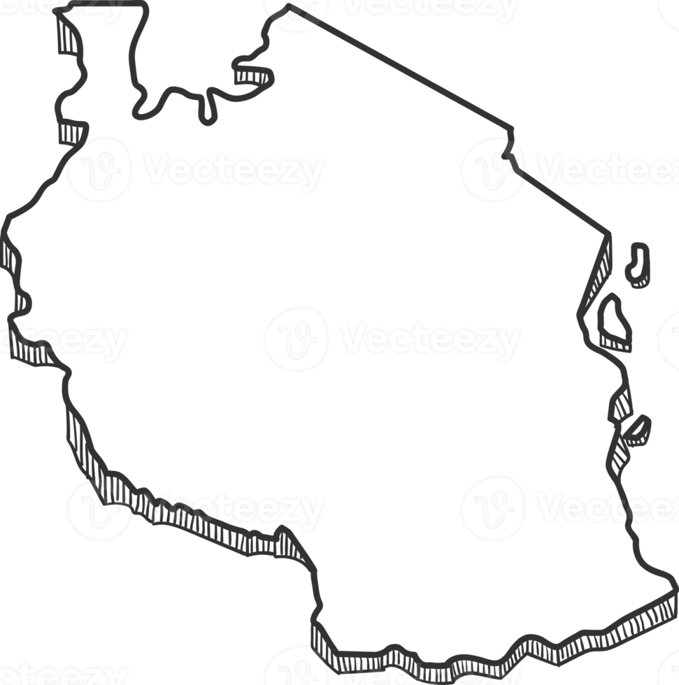 Hand Drawn of Tanzania 3D Map png