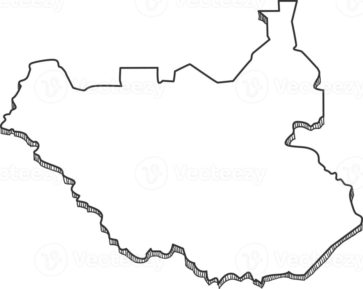 Hand Drawn of South Sudan 3D Map png