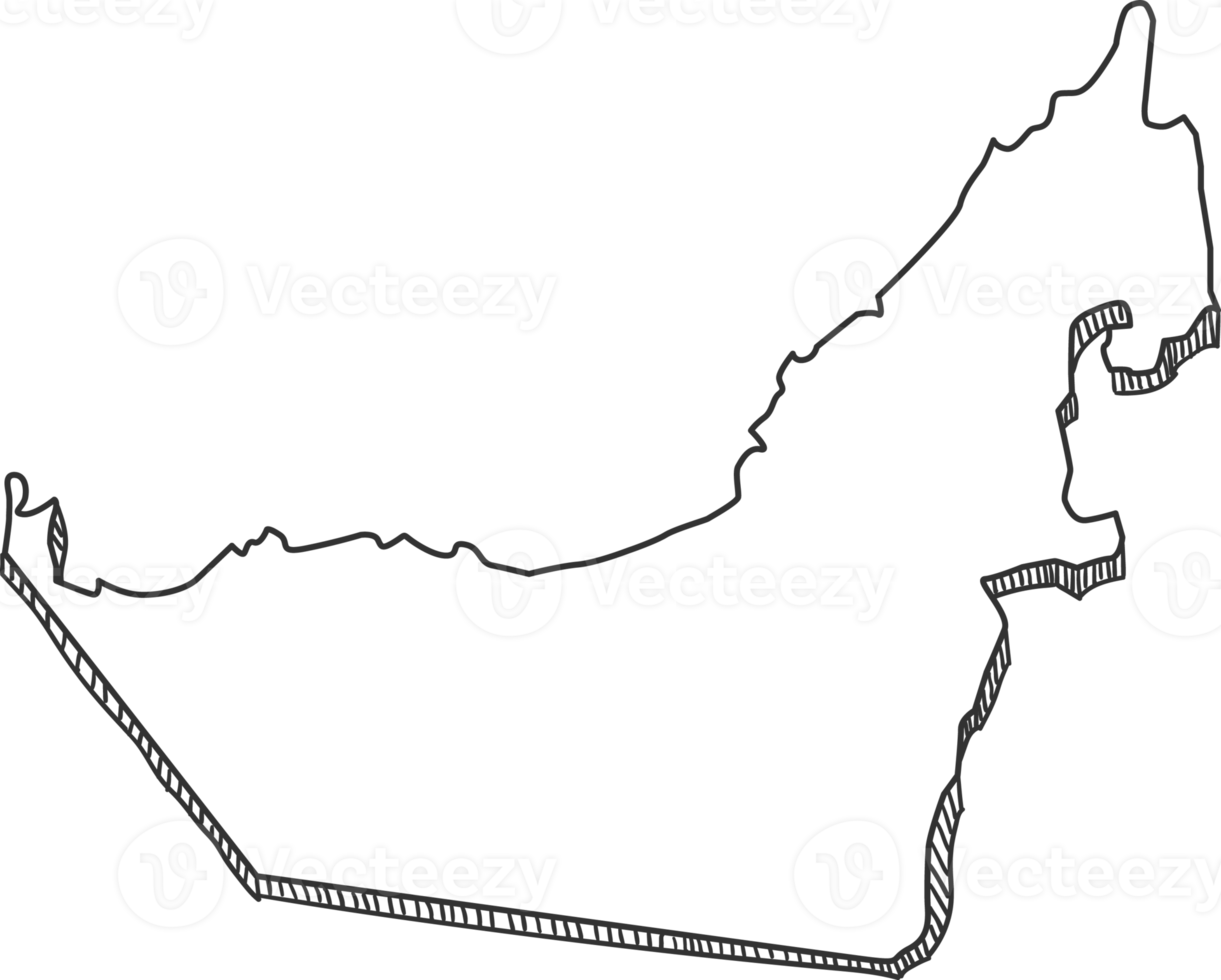 Hand Drawn of United Arab Emirates 3D Map png
