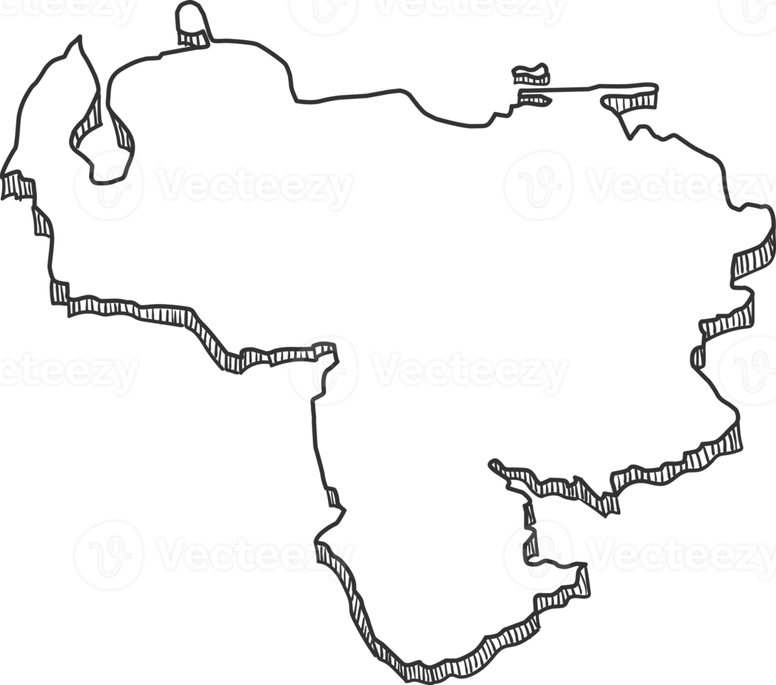 hand- getrokken van Venezuela 3d kaart png