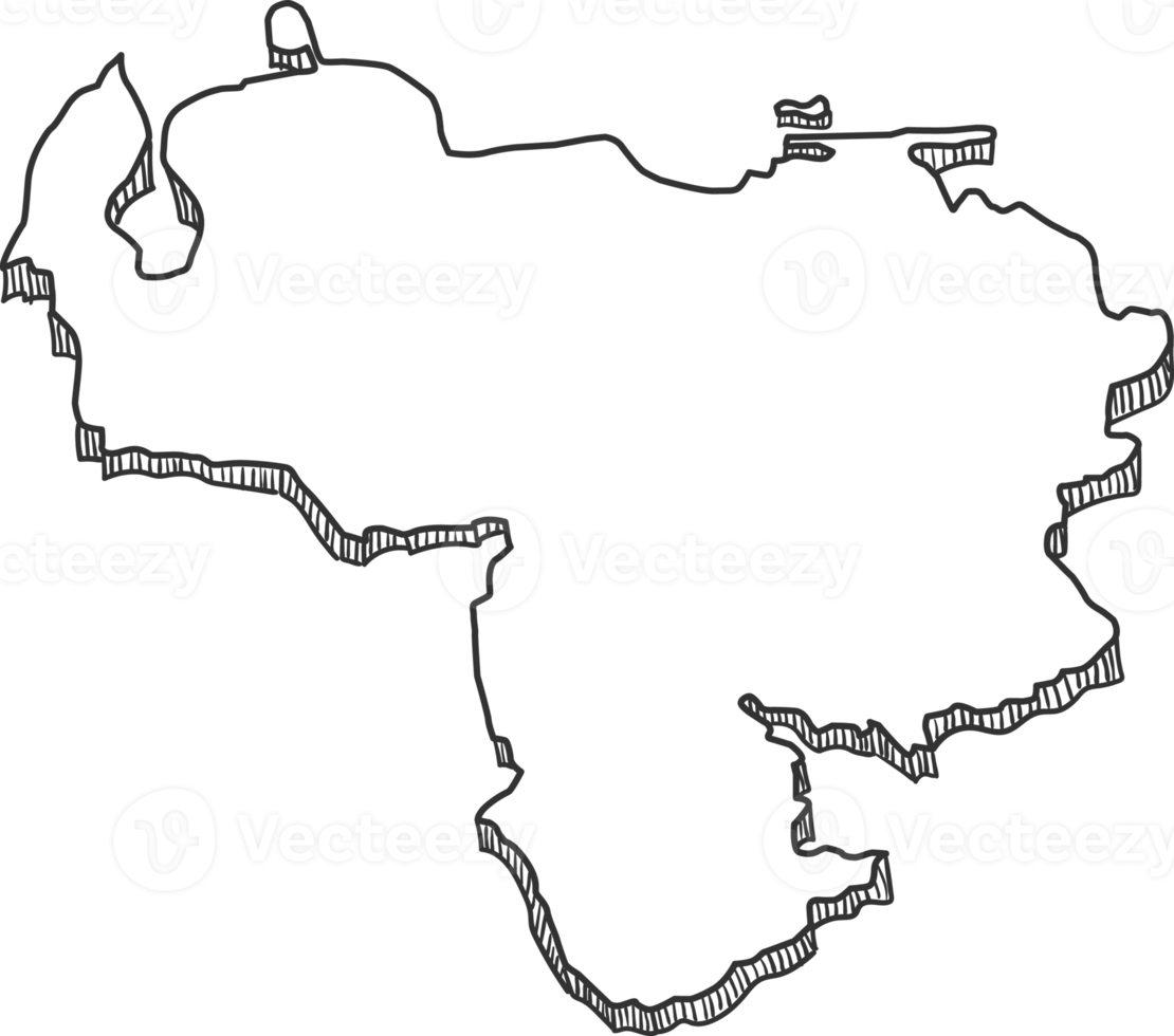 mão desenhada do mapa 3d da venezuela png
