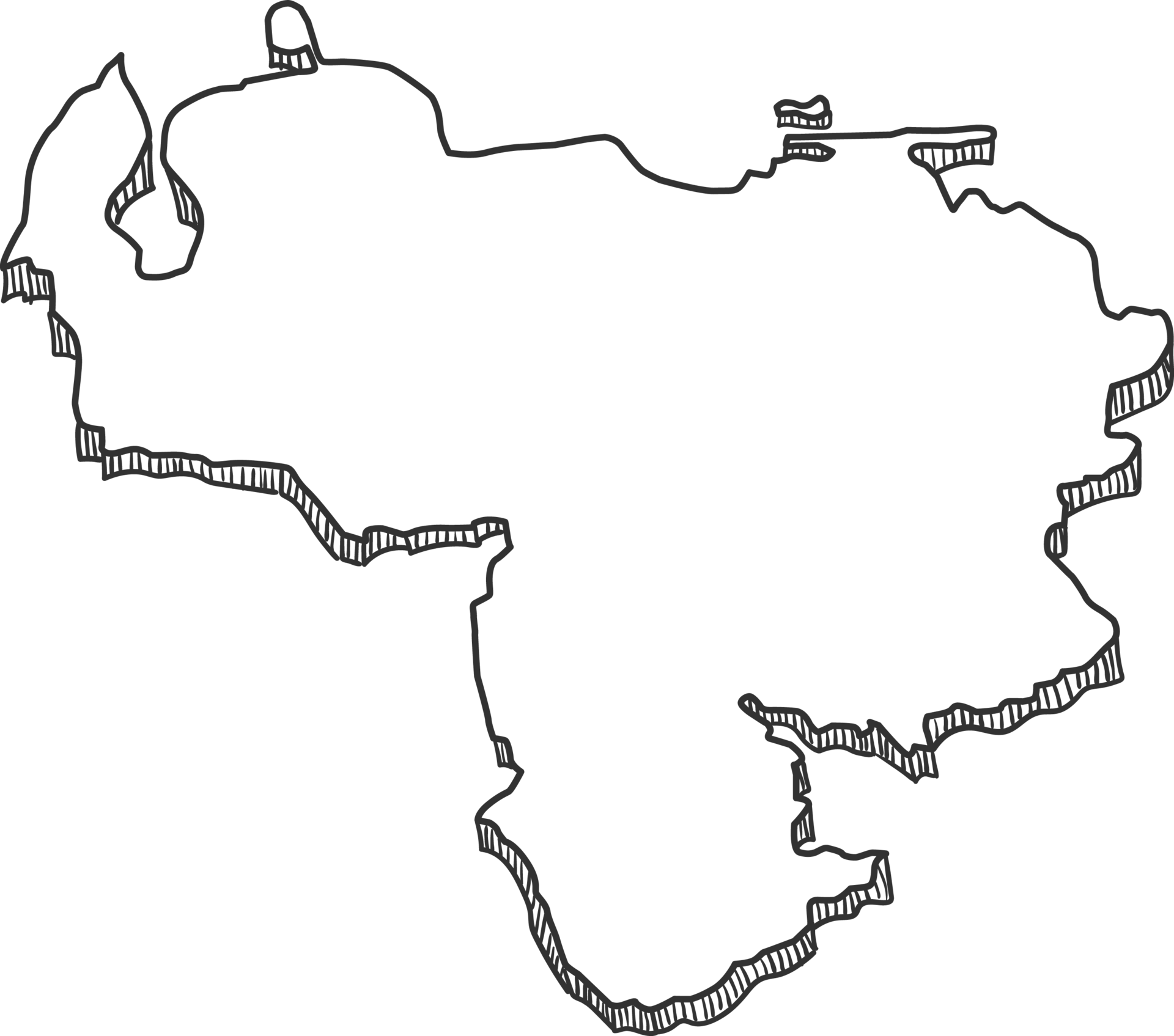 Hand Drawn of Venezuela 3D Map 12987027 PNG