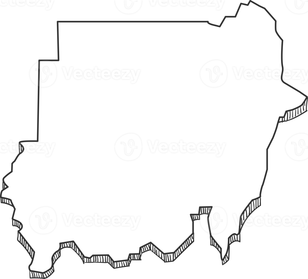 Hand Drawn of Sudan 3D Map png