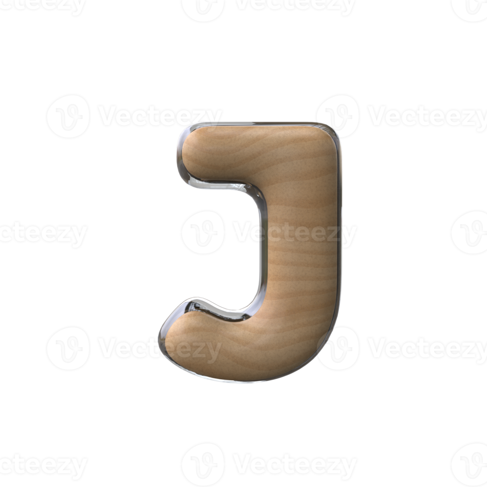 3D letter J wooden style png