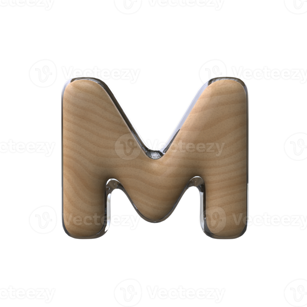 3D letter M wooden style png