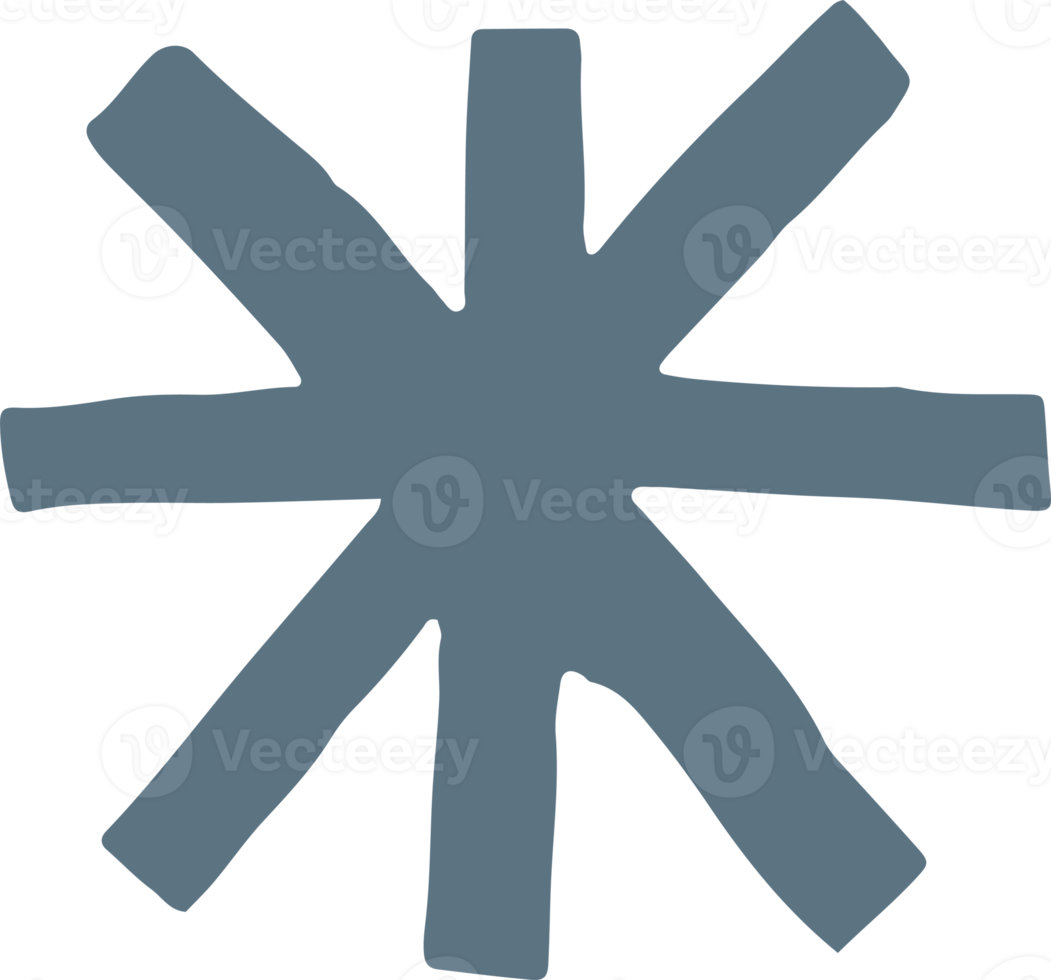 Boho star shape in rough outline hand drawn illustration for design element. png