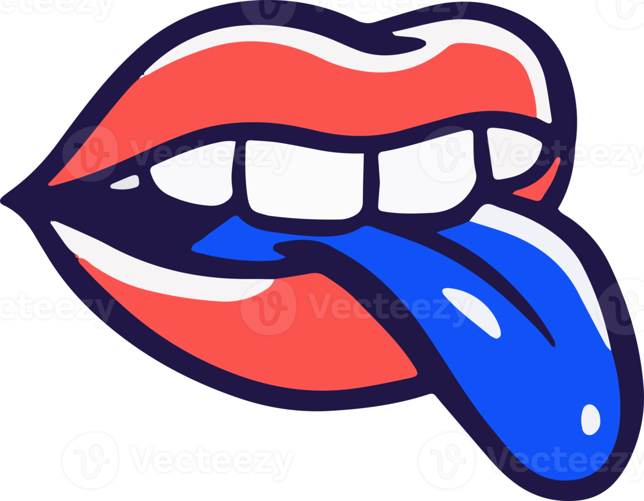Trendy mouth Illustration design. Retro 80s design element png