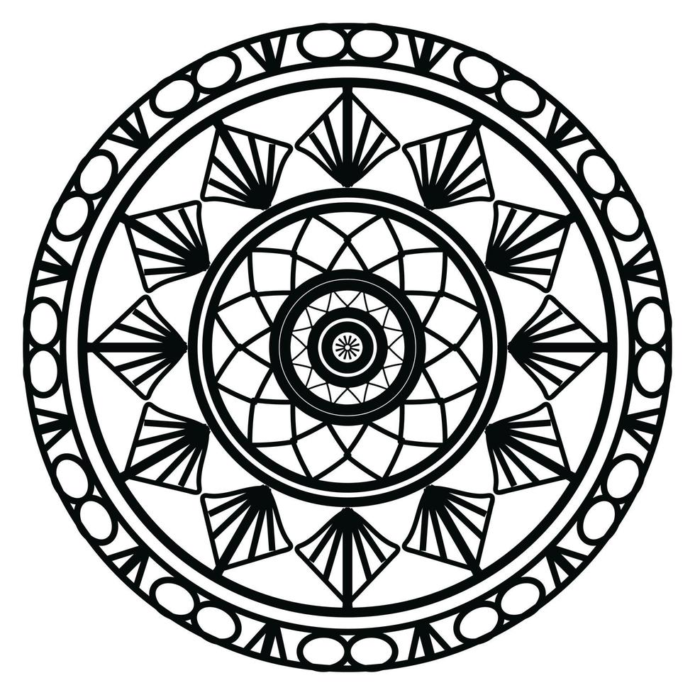 mandala negro, fondo de diseño de mandala ornamental de lujo, diseño de mandala, diseño de papel tapiz de arte de libro de colores de patrón de mandala, patrón de mosaico, tarjeta de saludo, mandala en blanco y negro vector