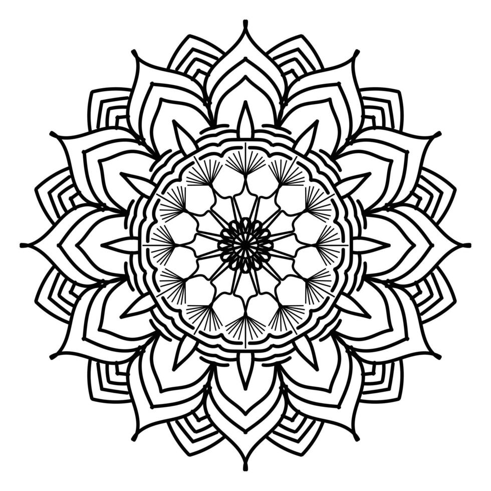 mandala negro, fondo de diseño de mandala ornamental de lujo, diseño de mandala, diseño de papel tapiz de arte de libro de colores de patrón de mandala, patrón de mosaico, tarjeta de saludo, mandala en blanco y negro vector