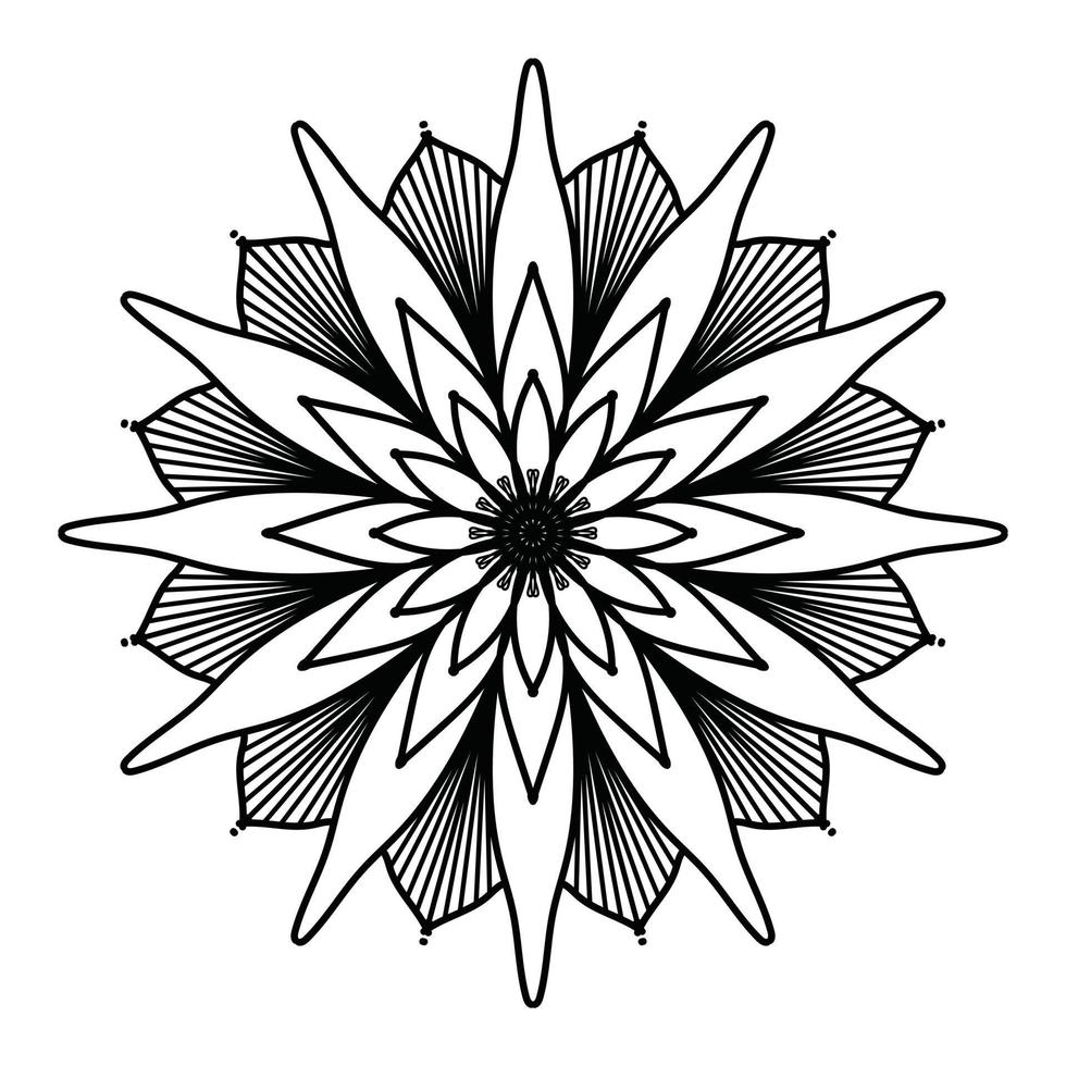 mandala negro, fondo de diseño de mandala ornamental de lujo, diseño de mandala, diseño de papel tapiz de arte de libro de colores de patrón de mandala, patrón de mosaico, tarjeta de saludo, mandala en blanco y negro vector