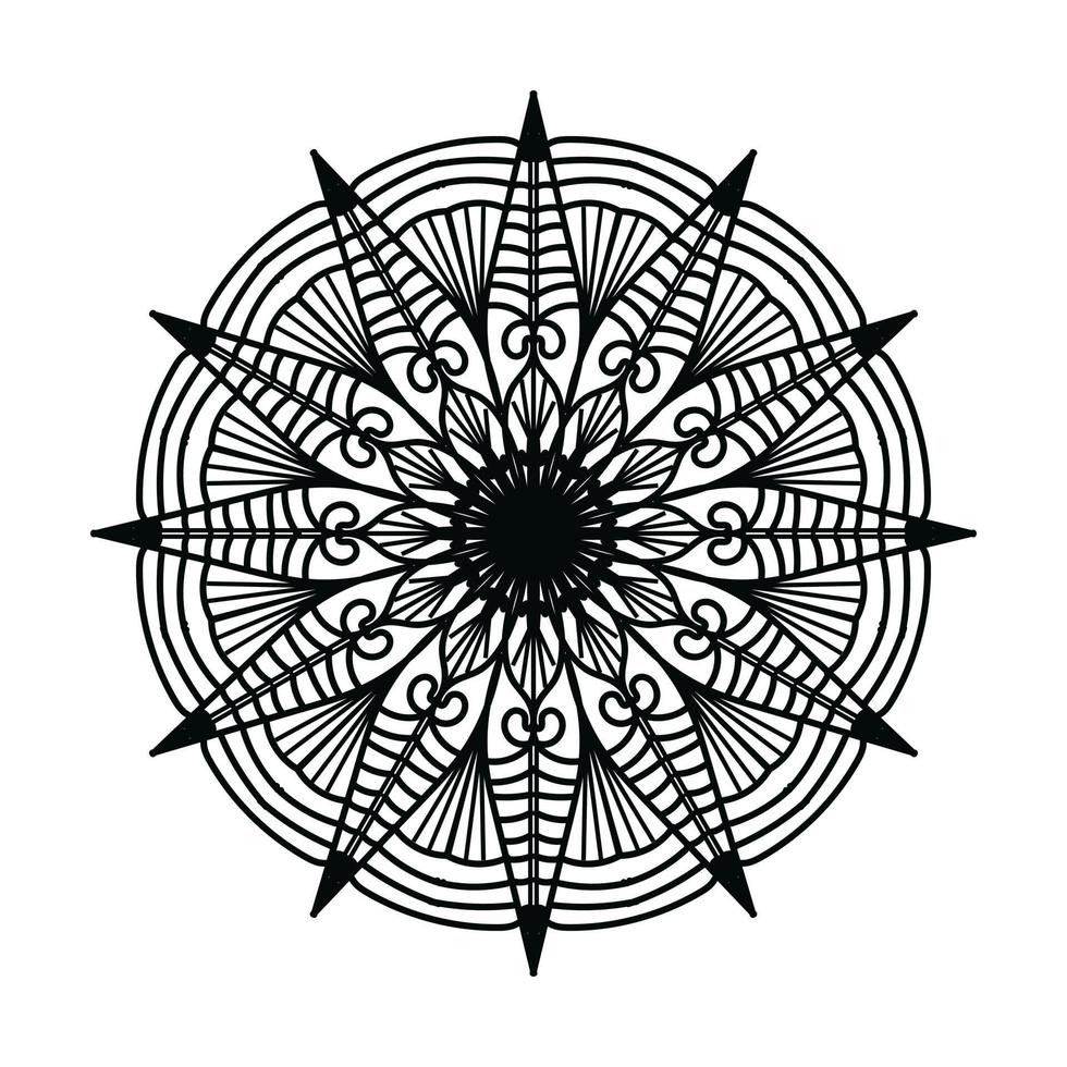 mandala negro, fondo de diseño de mandala ornamental de lujo, diseño de mandala, diseño de papel tapiz de arte de libro de colores de patrón de mandala, patrón de mosaico, tarjeta de saludo, mandala en blanco y negro vector