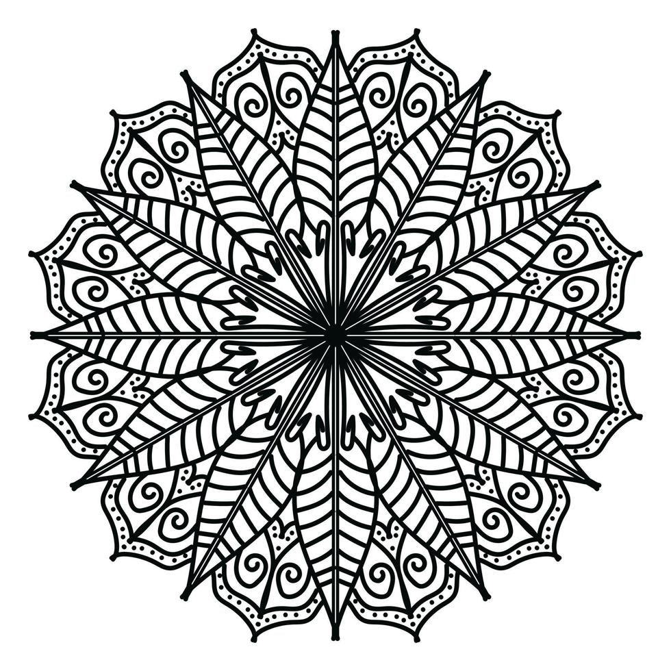 mandala negro, fondo de diseño de mandala ornamental de lujo, diseño de mandala, diseño de papel tapiz de arte de libro de colores de patrón de mandala, patrón de mosaico, tarjeta de saludo, mandala en blanco y negro vector