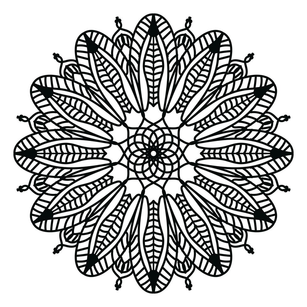 mandala negro, fondo de diseño de mandala ornamental de lujo, diseño de mandala, diseño de papel tapiz de arte de libro de colores de patrón de mandala, patrón de mosaico, tarjeta de saludo, mandala en blanco y negro vector