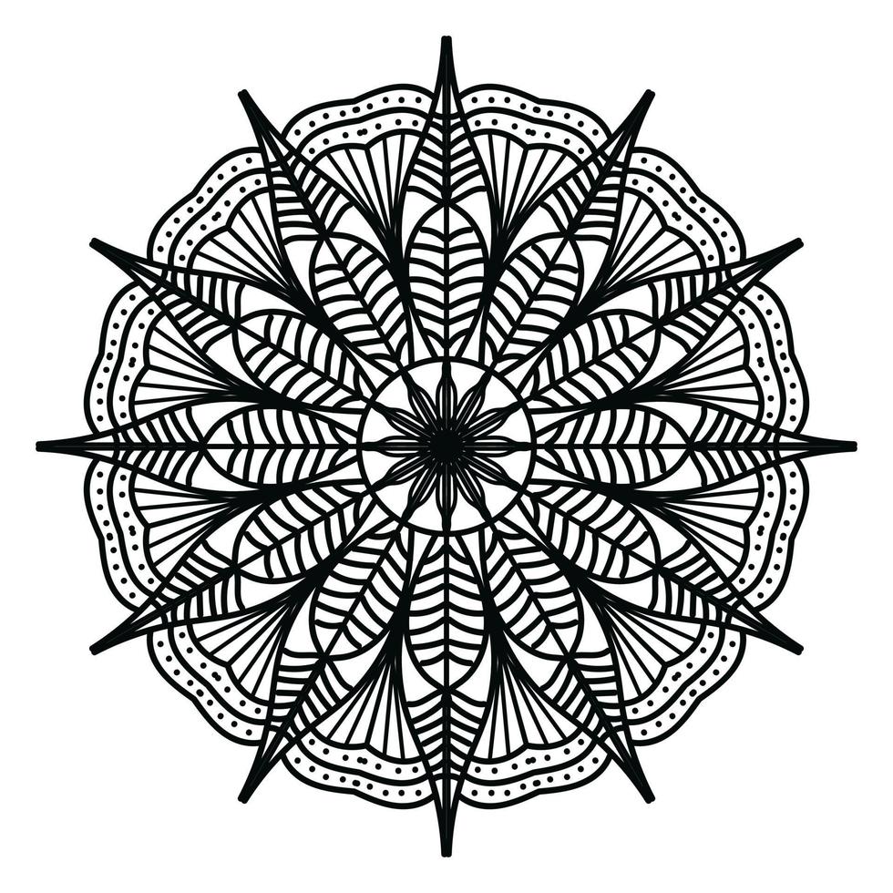 mandala negro, fondo de diseño de mandala ornamental de lujo, diseño de mandala, diseño de papel tapiz de arte de libro de colores de patrón de mandala, patrón de mosaico, tarjeta de saludo, mandala en blanco y negro vector