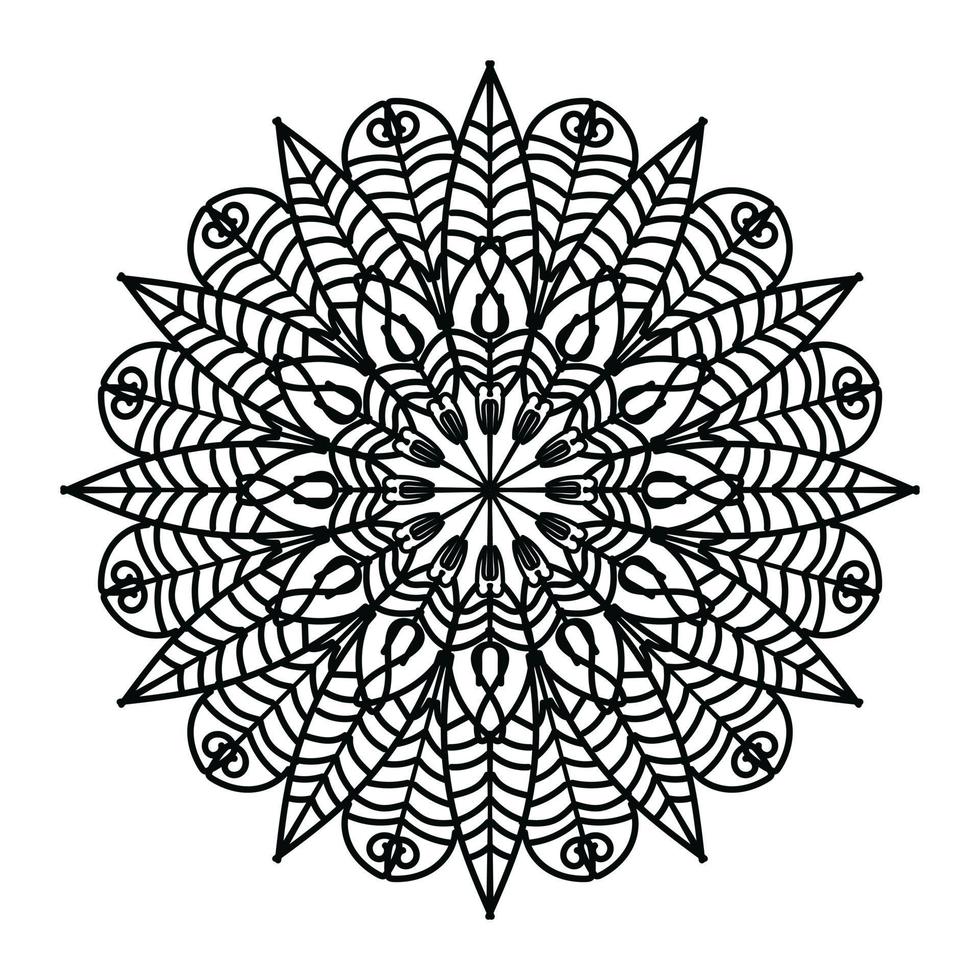 mandala negro, fondo de diseño de mandala ornamental de lujo, diseño de mandala, diseño de papel tapiz de arte de libro de colores de patrón de mandala, patrón de mosaico, tarjeta de saludo, mandala en blanco y negro vector