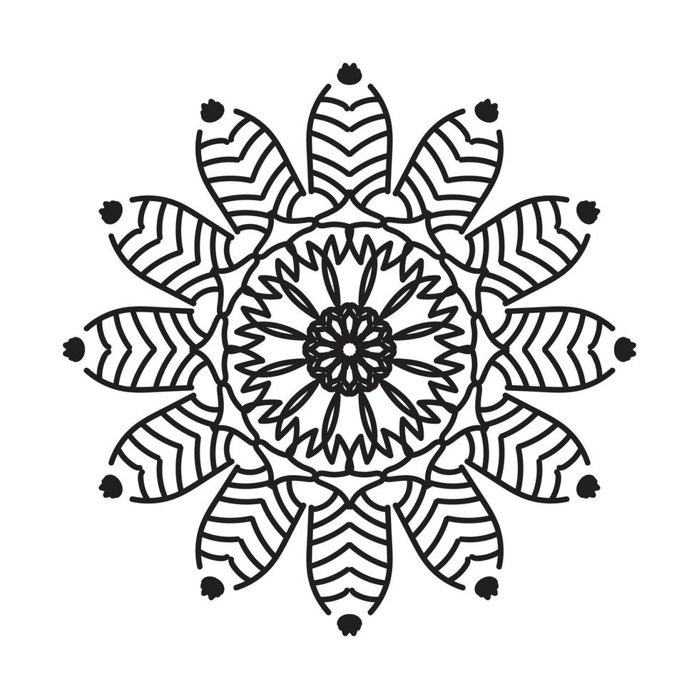 mandala negro, fondo de diseño de mandala ornamental de lujo, diseño de mandala, diseño de papel tapiz de arte de libro de colores de patrón de mandala, patrón de mosaico, tarjeta de saludo, mandala en blanco y negro vector