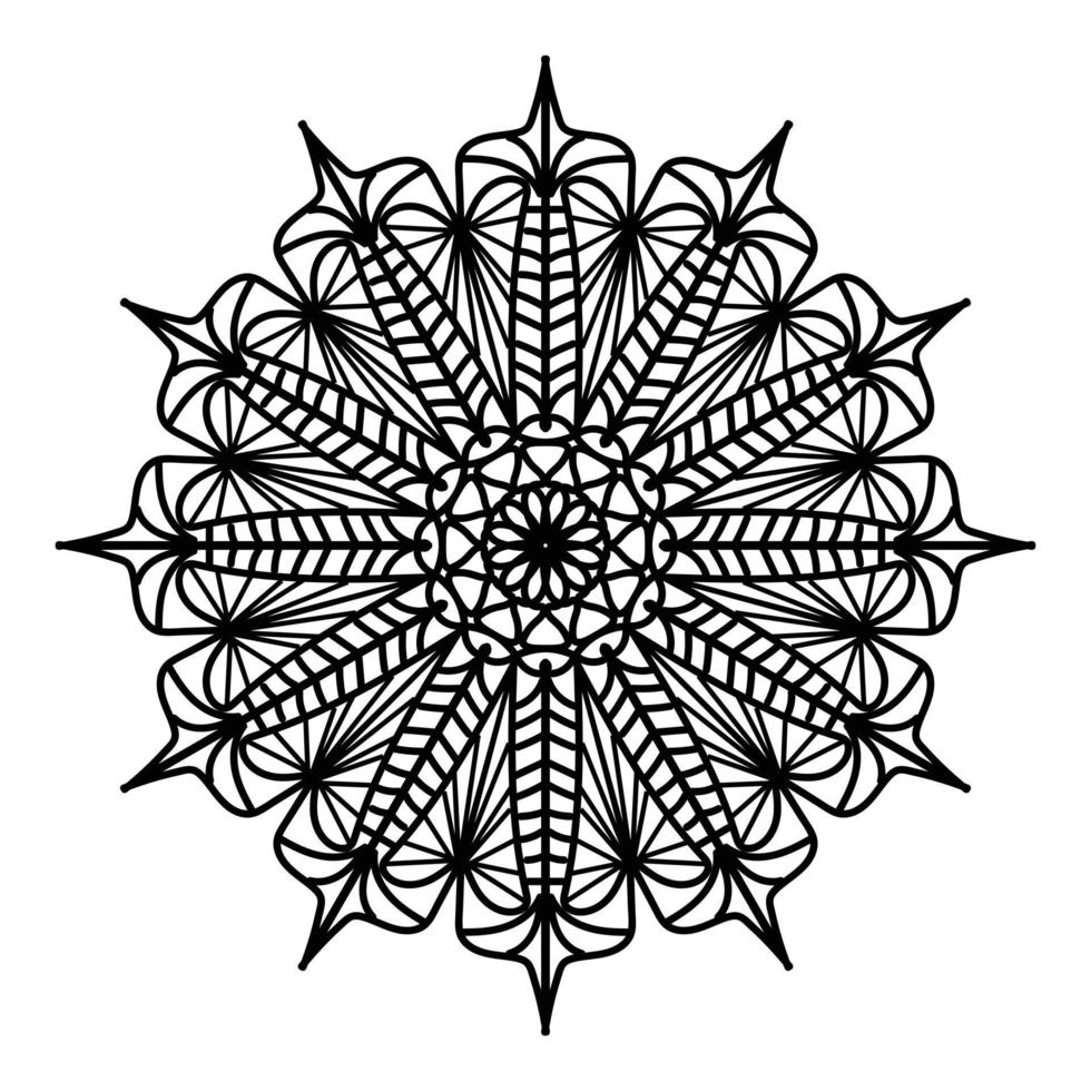 mandala negro, fondo de diseño de mandala ornamental de lujo, diseño de mandala, diseño de papel tapiz de arte de libro de colores de patrón de mandala, patrón de mosaico, tarjeta de saludo, mandala en blanco y negro vector