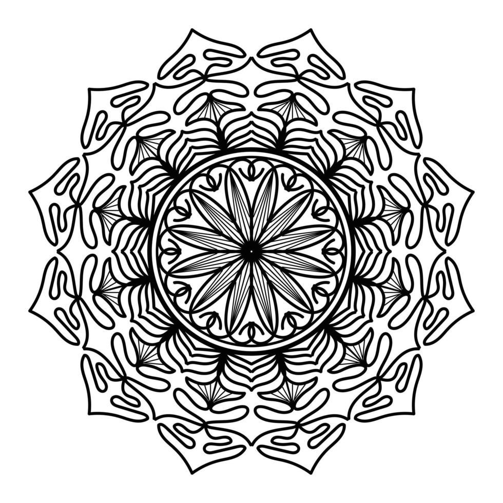 mandala negro, fondo de diseño de mandala ornamental de lujo, diseño de mandala, diseño de papel tapiz de arte de libro de colores de patrón de mandala, patrón de mosaico, tarjeta de saludo, mandala en blanco y negro vector