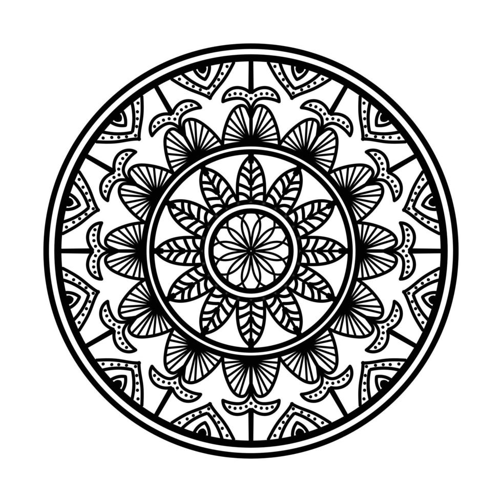 mandala negro, fondo de diseño de mandala ornamental de lujo, diseño de mandala, diseño de papel tapiz de arte de libro de colores de patrón de mandala, patrón de mosaico, tarjeta de saludo, mandala en blanco y negro vector