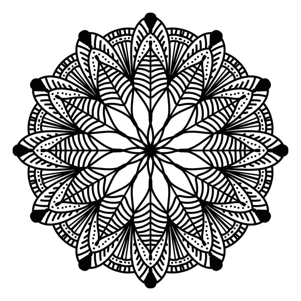 mandala negro, fondo de diseño de mandala ornamental de lujo, diseño de mandala, diseño de papel tapiz de arte de libro de colores de patrón de mandala, patrón de mosaico, tarjeta de saludo, mandala en blanco y negro vector