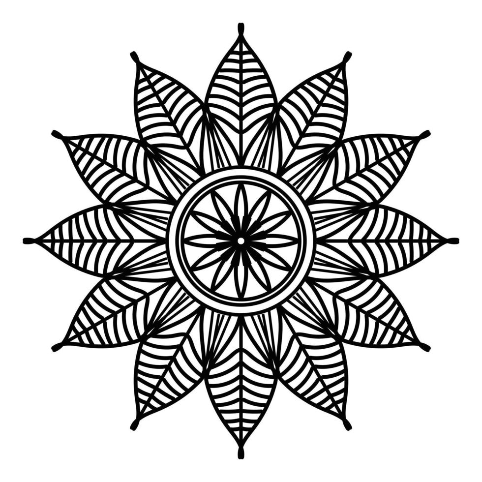 mandala negro, fondo de diseño de mandala ornamental de lujo, diseño de mandala, diseño de papel tapiz de arte de libro de colores de patrón de mandala, patrón de mosaico, tarjeta de saludo, mandala en blanco y negro vector