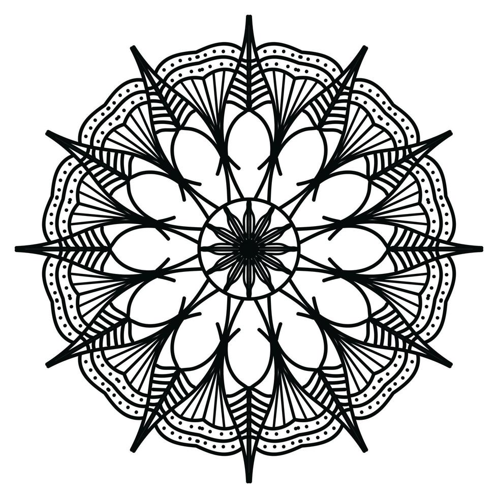 mandala negro, fondo de diseño de mandala ornamental de lujo, diseño de mandala, diseño de papel tapiz de arte de libro de colores de patrón de mandala, patrón de mosaico, tarjeta de saludo, mandala en blanco y negro vector