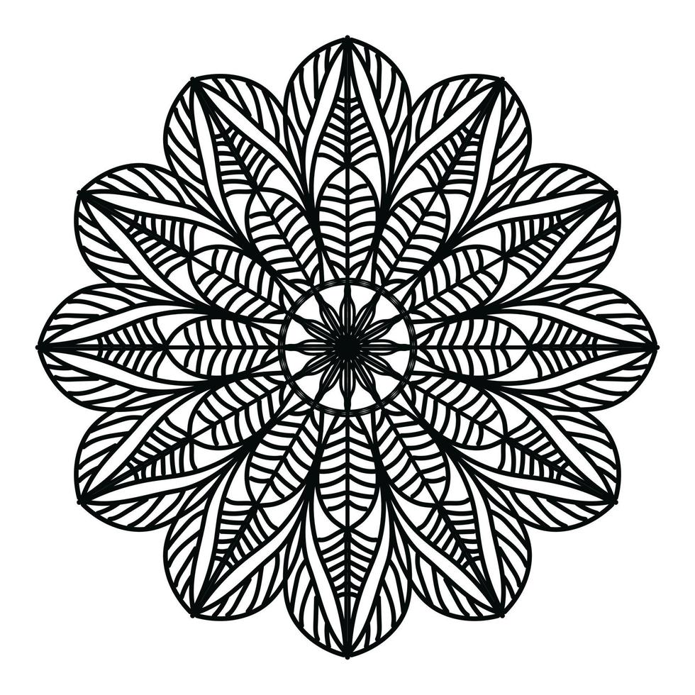 mandala negro, fondo de diseño de mandala ornamental de lujo, diseño de mandala, diseño de papel tapiz de arte de libro de colores de patrón de mandala, patrón de mosaico, tarjeta de saludo, mandala en blanco y negro vector