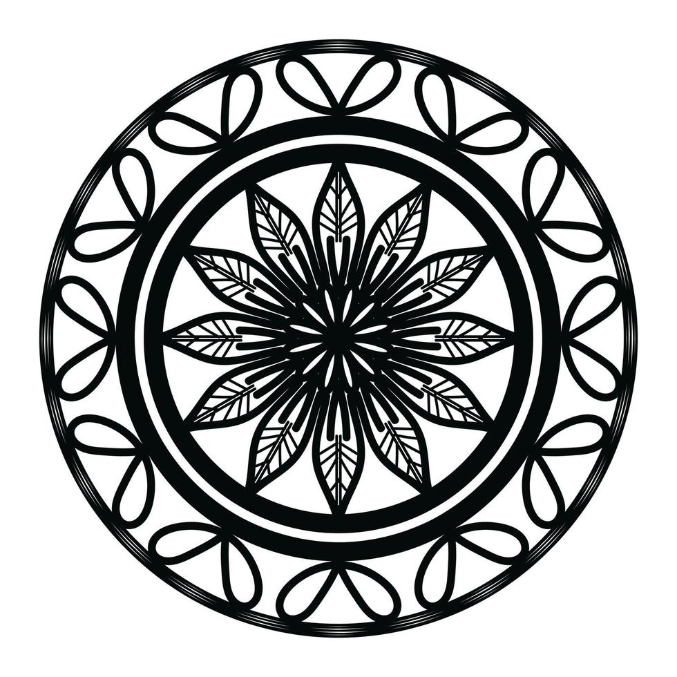 mandala negro, fondo de diseño de mandala ornamental de lujo, diseño de mandala, diseño de papel tapiz de arte de libro de colores de patrón de mandala, patrón de mosaico, tarjeta de saludo, mandala en blanco y negro vector