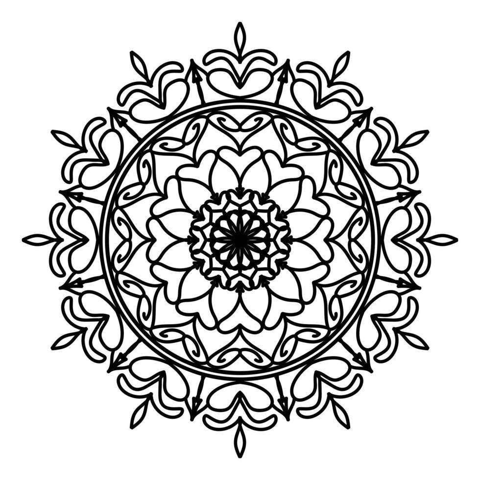 mandala negro, fondo de diseño de mandala ornamental de lujo, diseño de mandala, diseño de papel tapiz de arte de libro de colores de patrón de mandala, patrón de mosaico, tarjeta de saludo, mandala en blanco y negro vector