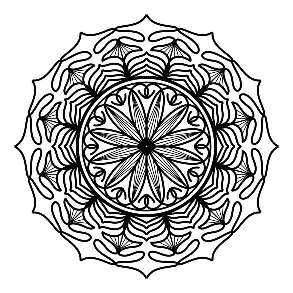 mandala negro, fondo de diseño de mandala ornamental de lujo, diseño de mandala, diseño de papel tapiz de arte de libro de colores de patrón de mandala, patrón de mosaico, tarjeta de saludo, mandala en blanco y negro vector