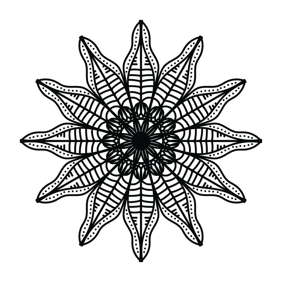 mandala negro, fondo de diseño de mandala ornamental de lujo, diseño de mandala, diseño de papel tapiz de arte de libro de colores de patrón de mandala, patrón de mosaico, tarjeta de saludo, mandala en blanco y negro vector