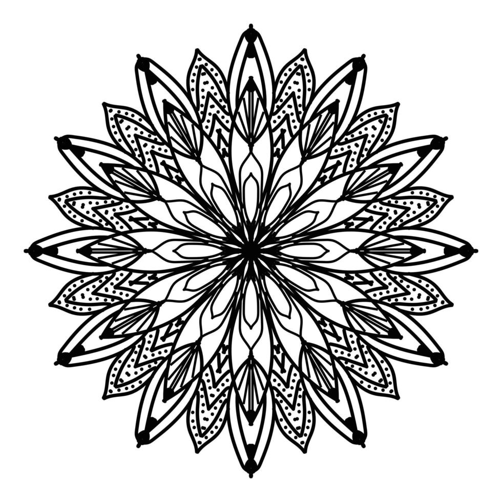 mandala negro, fondo de diseño de mandala ornamental de lujo, diseño de mandala, diseño de papel tapiz de arte de libro de colores de patrón de mandala, patrón de mosaico, tarjeta de saludo, mandala en blanco y negro vector