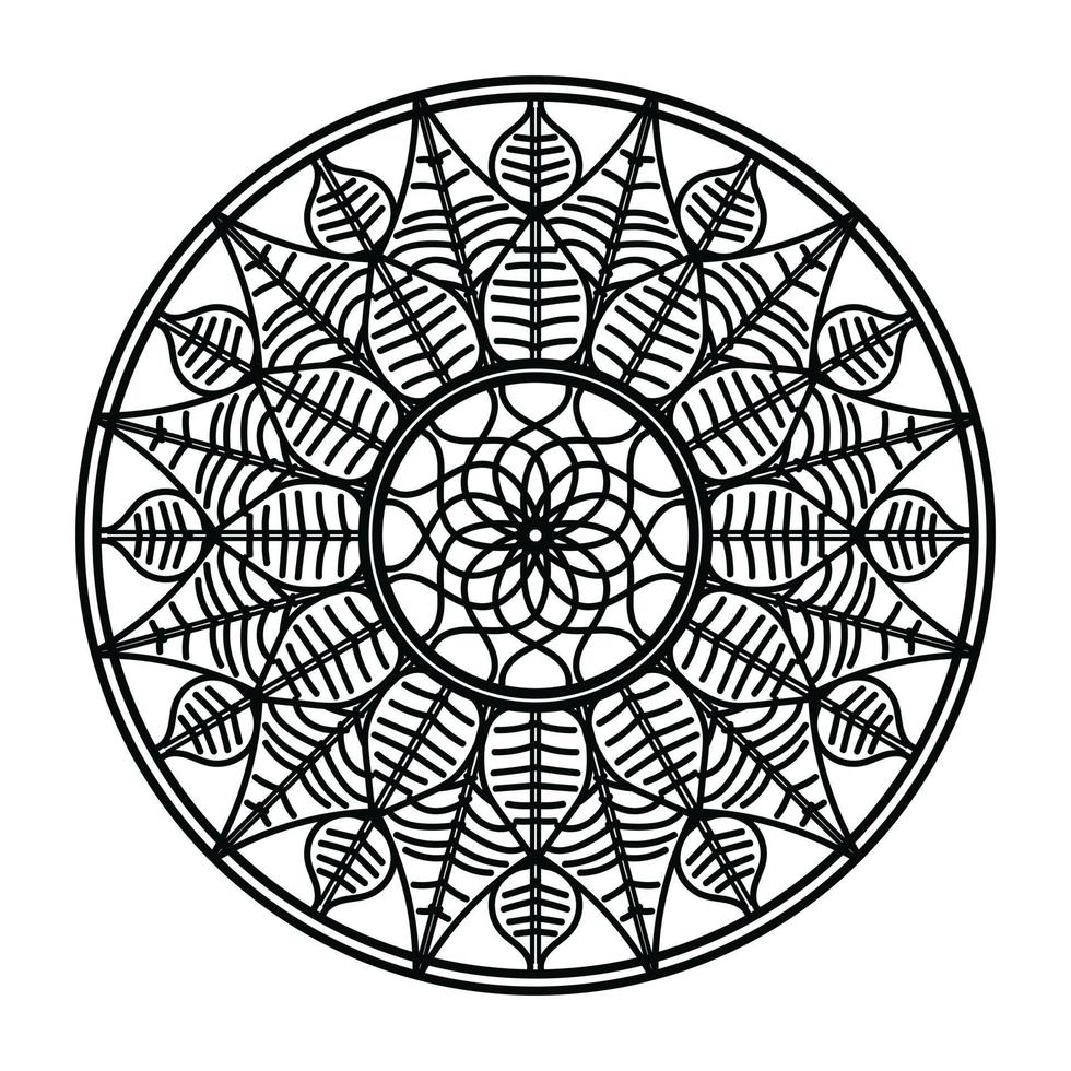 mandala negro, fondo de diseño de mandala ornamental de lujo, diseño de mandala, diseño de papel tapiz de arte de libro de colores de patrón de mandala, patrón de mosaico, tarjeta de saludo, mandala en blanco y negro vector