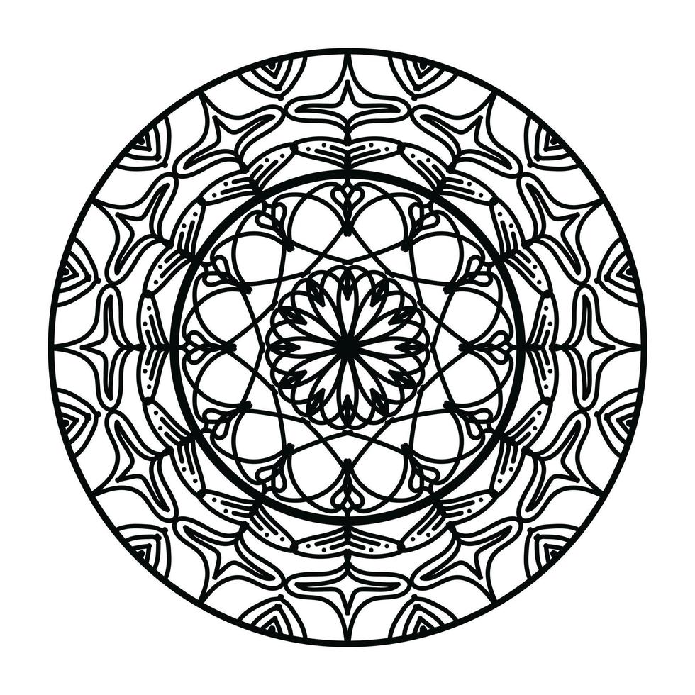 mandala negro, fondo de diseño de mandala ornamental de lujo, diseño de mandala, diseño de papel tapiz de arte de libro de colores de patrón de mandala, patrón de mosaico, tarjeta de saludo, mandala en blanco y negro vector