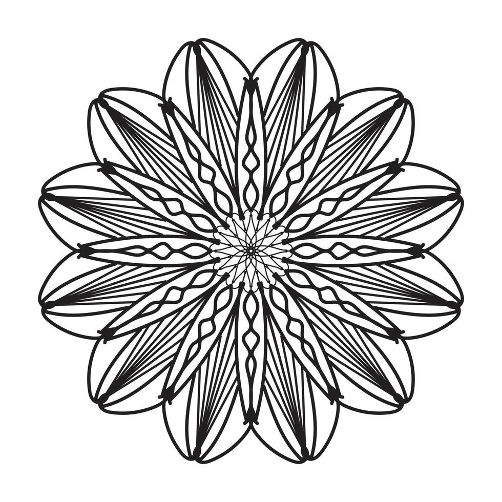 mandala negro, fondo de diseño de mandala ornamental de lujo, diseño de mandala, diseño de papel tapiz de arte de libro de colores de patrón de mandala, patrón de mosaico, tarjeta de saludo, mandala en blanco y negro vector