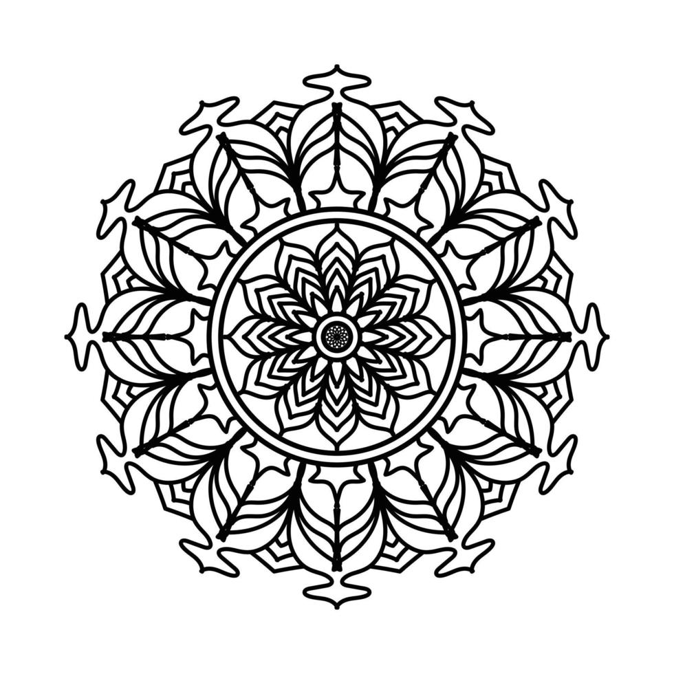 mandala negro, fondo de diseño de mandala ornamental de lujo, diseño de mandala, diseño de papel tapiz de arte de libro de colores de patrón de mandala, patrón de mosaico, tarjeta de saludo, mandala en blanco y negro vector