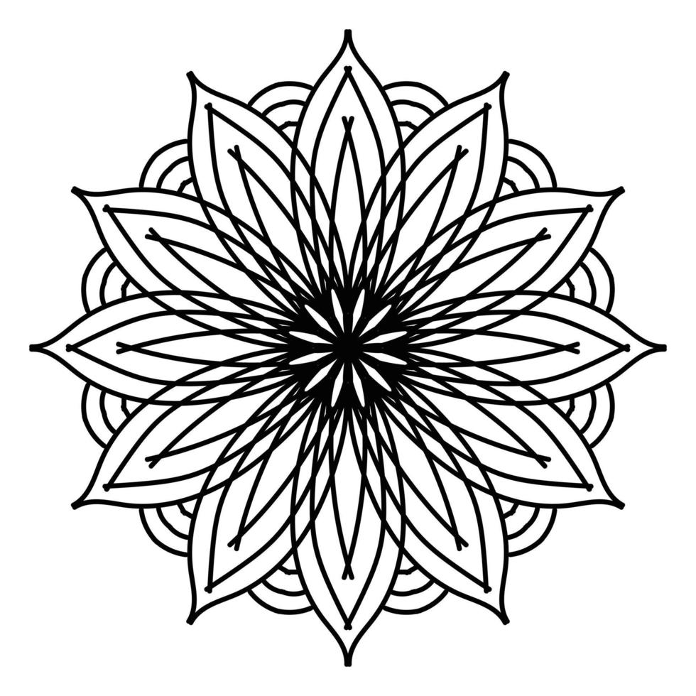 mandala negro, fondo de diseño de mandala ornamental de lujo, diseño de mandala, diseño de papel tapiz de arte de libro de colores de patrón de mandala, patrón de mosaico, tarjeta de saludo, mandala en blanco y negro vector