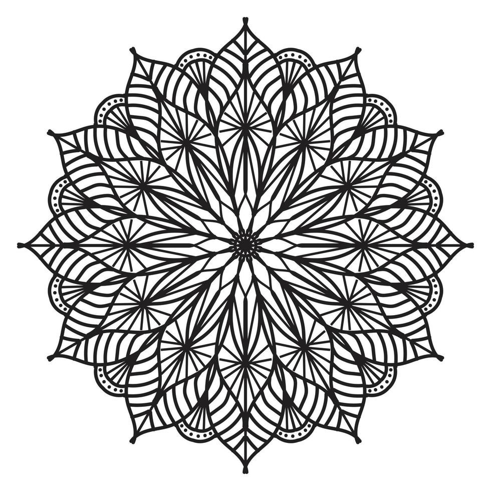 mandala negro, fondo de diseño de mandala ornamental de lujo, diseño de mandala, diseño de papel tapiz de arte de libro de colores de patrón de mandala, patrón de mosaico, tarjeta de saludo, mandala en blanco y negro vector