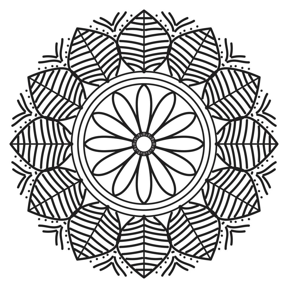 mandala negro, fondo de diseño de mandala ornamental de lujo, diseño de mandala, diseño de papel tapiz de arte de libro de colores de patrón de mandala, patrón de mosaico, tarjeta de saludo, mandala en blanco y negro vector