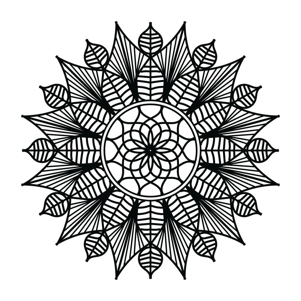 mandala negro, fondo de diseño de mandala ornamental de lujo, diseño de mandala, diseño de papel tapiz de arte de libro de colores de patrón de mandala, patrón de mosaico, tarjeta de saludo, mandala en blanco y negro vector